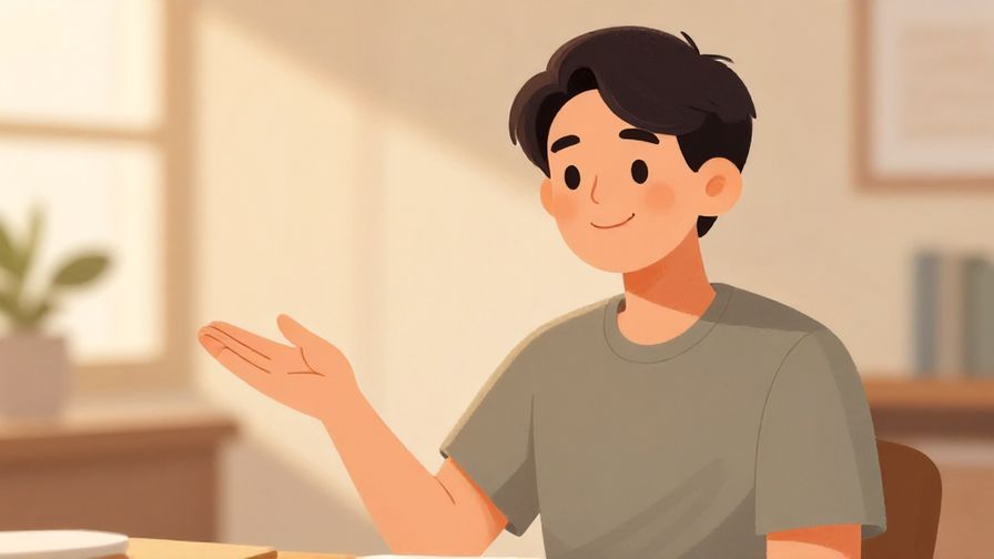 Illustration%20of%20a polite person gesturing left with an inviting smile, soft indoor setting, warm lighting, illustrated style