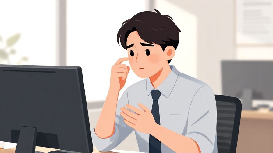 Illustration%20of%20a polite person hesitating slightly while speaking, subtle worried facial expression, office setting, illustrated style
