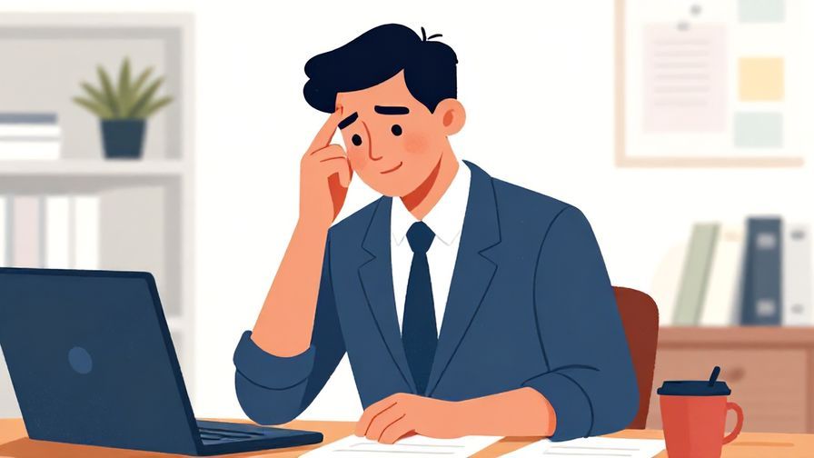 Illustration%20of%20a polite person shaking their head slightly, office background, formal attire, vibrant colors, illustrated style