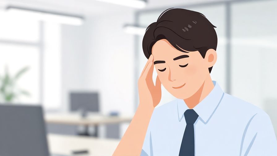 Illustration%20of%20a polite person shaking their head slightly with a kind smile, soft office background