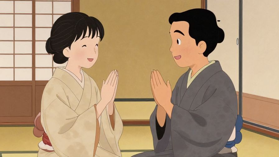 Illustration%20of%20a polite person smiling gently%2C making a respectful request%2C traditional Japanese room background%2C warm colors%2C illustrated style