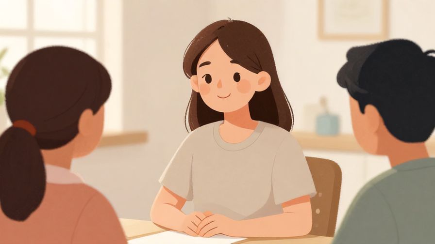 Illustration%20of%20a polite person smiling gently as if their turn in a group has arrived, soft colors, illustrated style