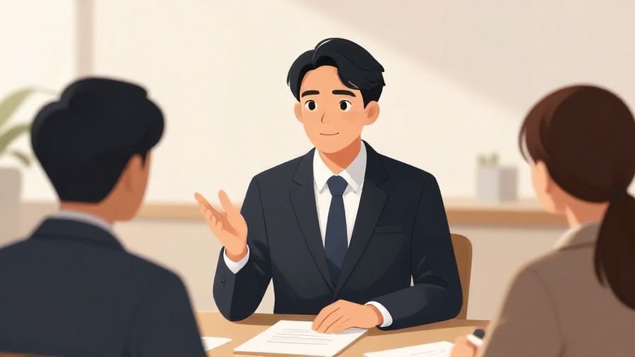 Illustration%20of%20a polite person thoughtfully expressing opinion in a meeting, soft lighting, formal background, illustrated style