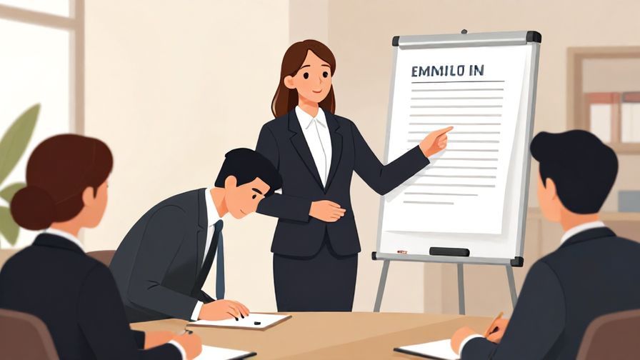Illustration%20of%20a polite speaker bowing slightly while presenting an example in a formal meeting, elegant office background, illustrated style