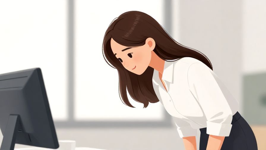 Illustration%20of%20a polite young woman bowing slightly with a gentle smile, clean office background, soft lighting, illustrated style