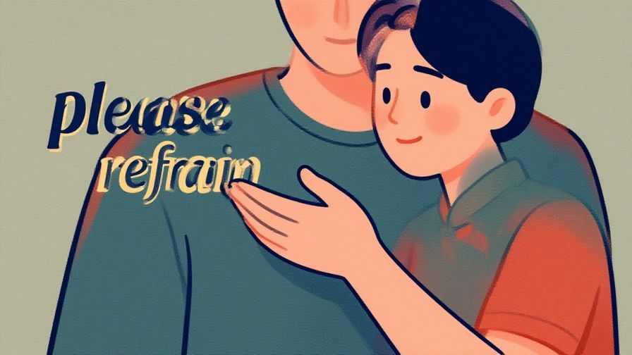 Illustration%20of%20a polite%20person%20gently%20gesturing%20“please%20refrain”%20with%20a%20soft%20smile%20and%20a%20calm%20background%2C%20vibrant%20colors%2C%20illustrated%20style