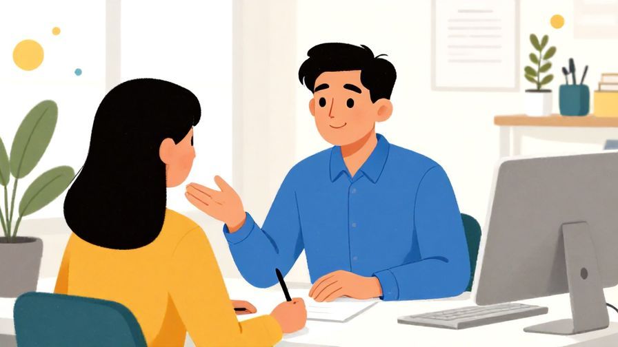 Illustration%20of%20a professional consultant reassuring a client in a bright office with olive branches and soft dots, confident and warm atmosphere, vibrant colors, illustrated style