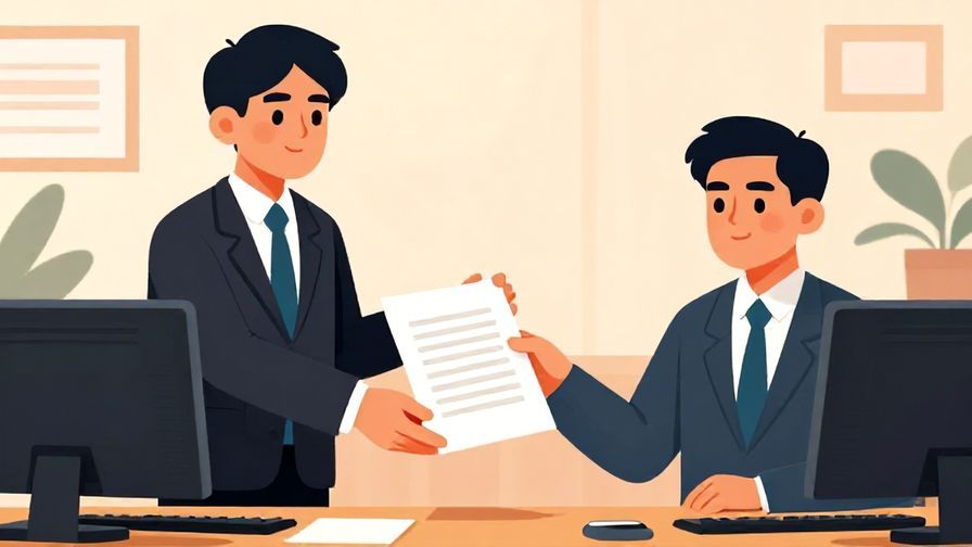 Illustration%20of%20a professional person%20handing%20over%20a%20document%20in%20a%20formal%20office%20with%20serious%20expressions%2C%20vibrant%20colors%2C%20illustrated%20style