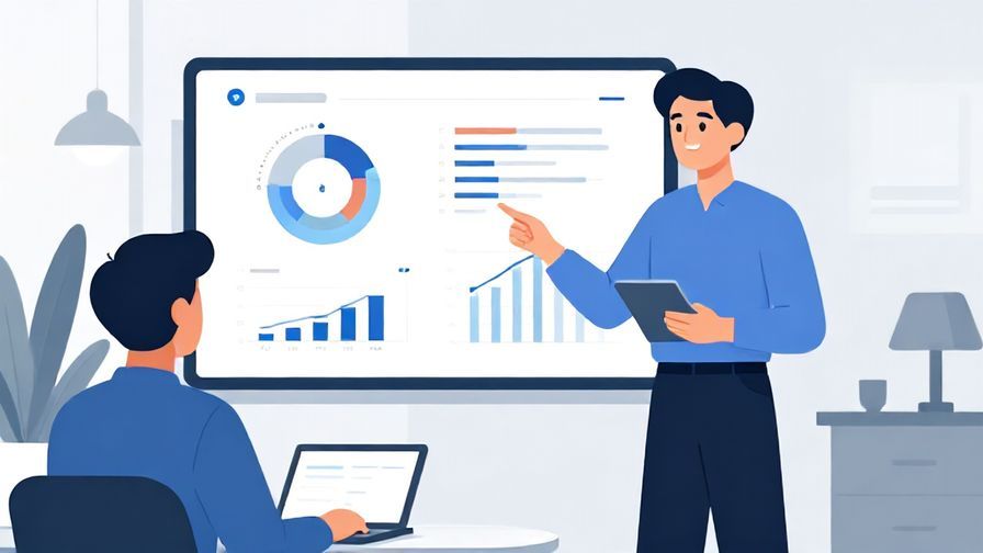 Illustration%20of%20a professional setting with a person presenting data charts, modern office background, calm and sophisticated colors, illustrated style