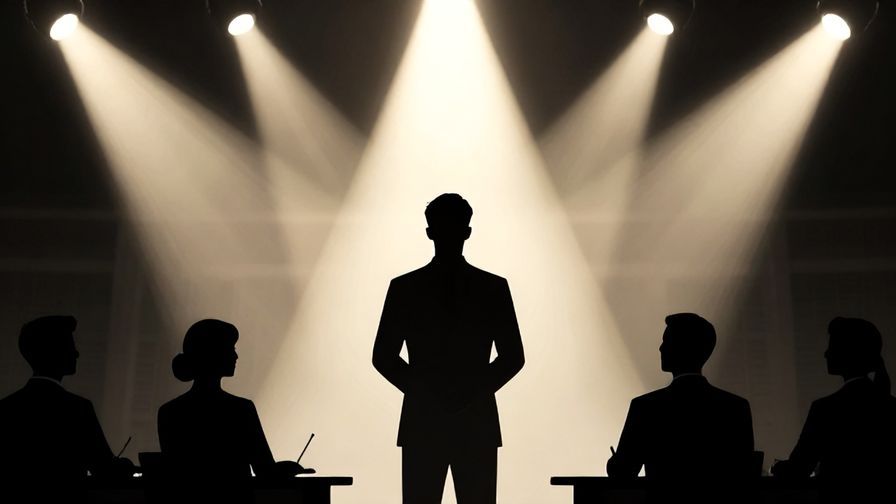 Illustration%20of%20a professional silhouette standing before a group, spotlight effect, formal meeting room