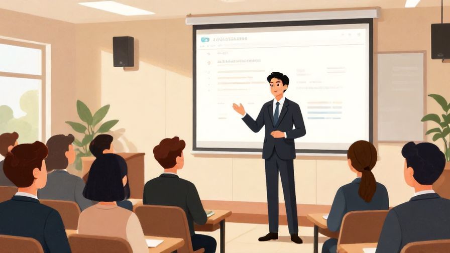 Illustration%20of%20a professional speaker giving a presentation in a conference room, formal attire, audience paying attention, illustrated style