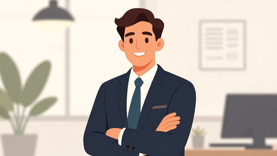 Illustration%20of%20a professional%20person%20smiling%20confidently%20in%20an%20office%20setting%2C%20subtle%20background%20elements%20like%20plants%20and%20soft%20lighting%2C%20illustrated%20style