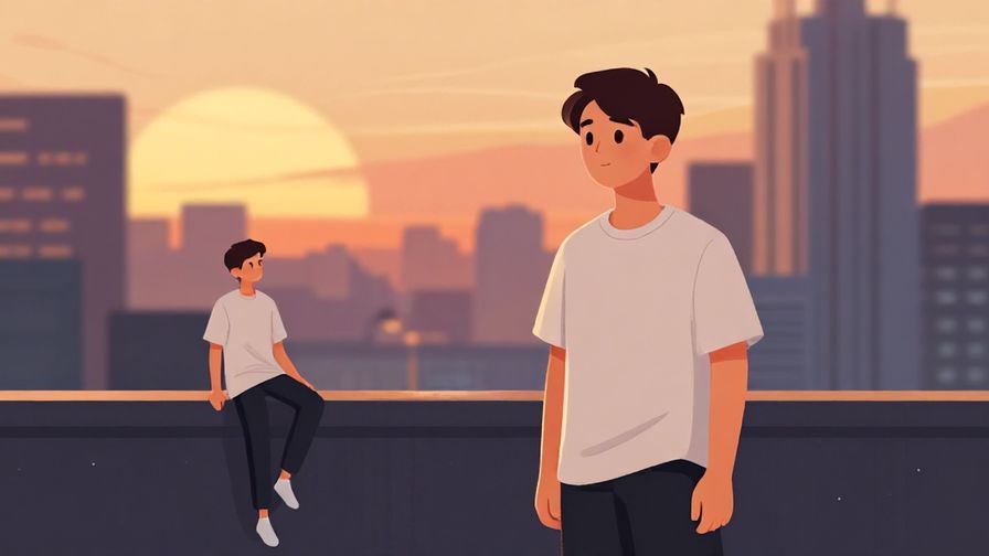 Illustration%20of%20a protective friend standing slightly in front of another, relaxed urban backdrop at sunset