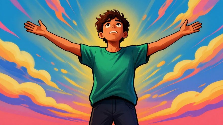 Illustration%20of%20a rebellious young person standing firm with arms wide open under an open sky, vibrant colors, illustrated style