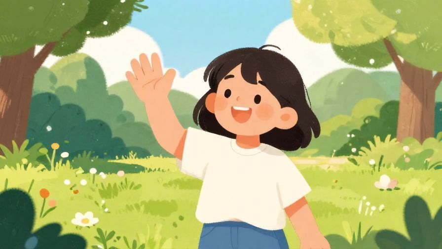 Illustration%20of%20a relaxed character waving off thanks with a gentle smile in a sunny park, vibrant colors, illustrated style