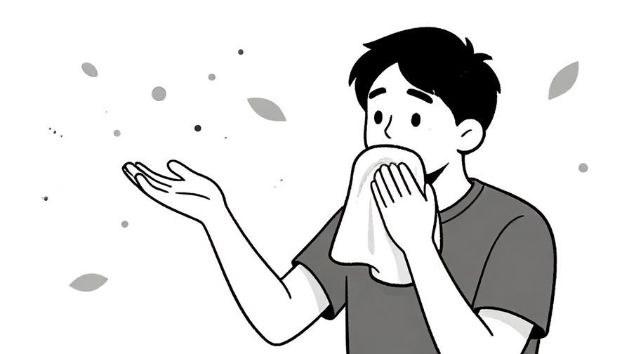 Illustration%20of%20a relaxed person casually expressing desire for a towel, soft dots and floating leaves background, illustrated style