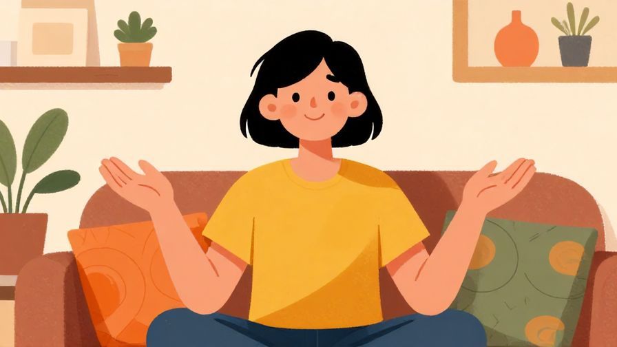 Illustration%20of%20a relaxed person gesturing openly with both hands in a welcoming manner, cozy indoor setting with warm lighting, vibrant colors, illustrated style
