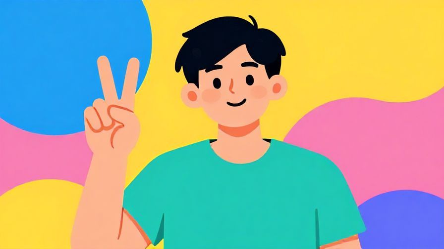 Illustration%20of%20a relaxed person giving a peace sign with a laid-back expression, colorful background