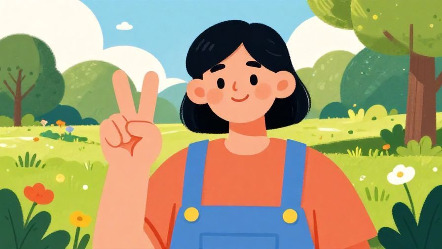 Illustration%20of%20a relaxed person giving a peace sign with a sunny park background, vibrant colors, illustrated style