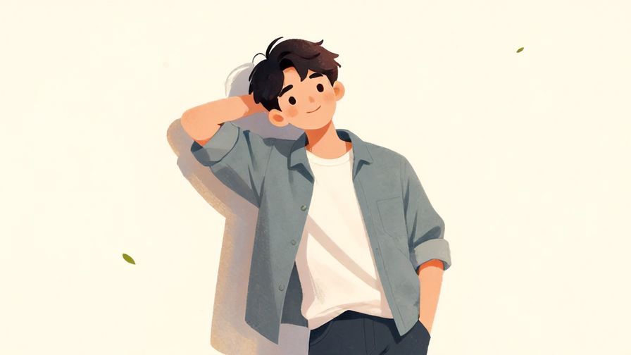 Illustration%20of%20a relaxed person leaning against a wall with a slight smile, casual clothes, soft pastel background with floating leaves, illustrated style