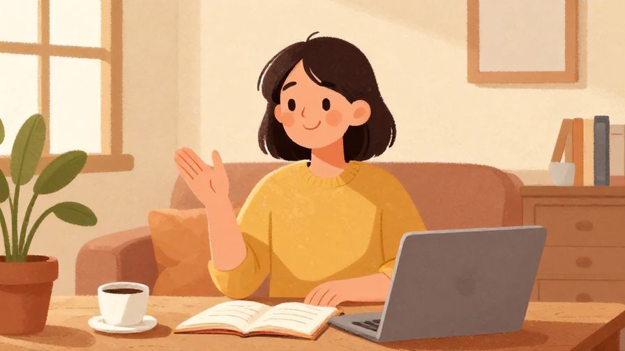 Illustration%20of%20a relaxed person making a choice with a smile%2C cozy room%2C warm colors%2C illustrated style