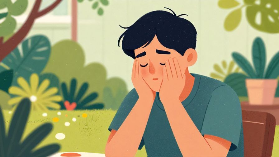 Illustration%20of%20a relaxed person nodding with eyes closed in agreement, outdoor garden background, vibrant colors, illustrated style