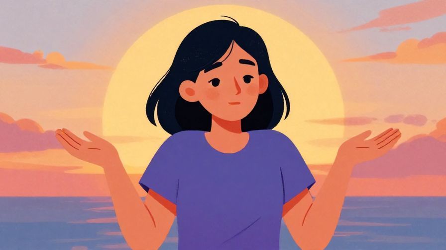 Illustration%20of%20a relaxed person shrugging gently with a soft sunset background, symbolizing acceptance and letting go, vibrant colors, illustrated style