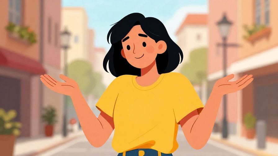 Illustration%20of%20a relaxed person shrugging with a playful smile, casual urban background, bright colors, illustrated style