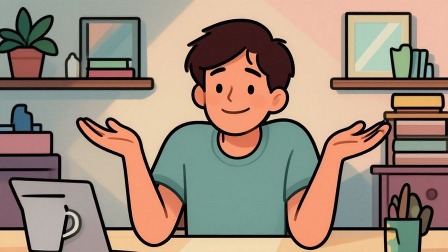 Illustration%20of%20a relaxed person shrugging with a smile, surrounded by soft pastel colors and casual atmosphere