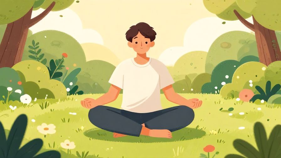 Illustration%20of%20a relaxed person sitting cross-legged with open palms in a sunny garden, peaceful and warm atmosphere