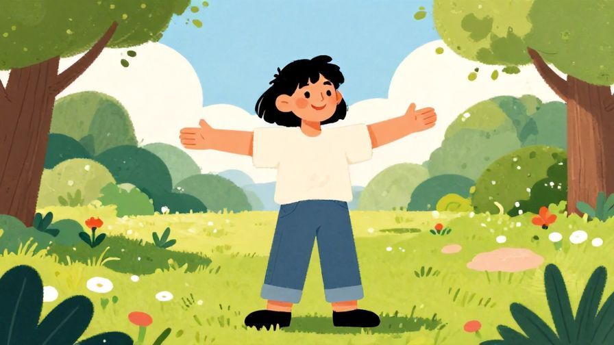 Illustration%20of%20a relaxed person smiling confidently with open arms in a sunny park, vibrant colors, illustrated style