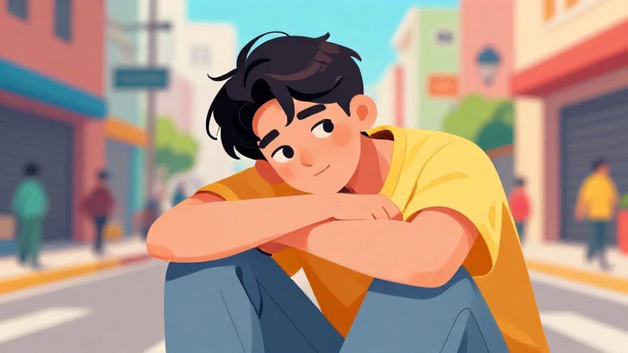 Illustration%20of%20a relaxed young person slouching with a clueless expression, bright and colorful street background