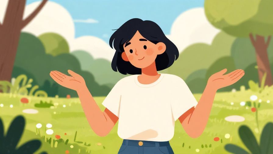 Illustration%20of%20a relaxed%20person%20shrugging%20with%20a%20smile%20and%20a%20sunny%20park%20background%2C%20illustrated%20style%2C%20vibrant%20colors