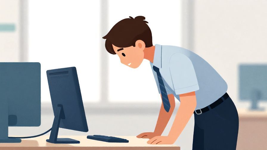 Illustration%20of%20a respectful employee bowing slightly while listening carefully, office background, vibrant colors, illustrated style