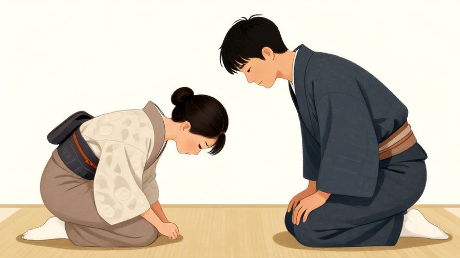 Illustration%20of%20a respectful individual bowing deeply while making a sincere request, traditional Japanese setting, soft shadows, illustrated style