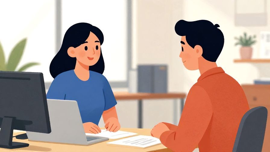 Illustration%20of%20a respectful office conversation%20with%20two%20colleagues%20smiling%20politely%20in%20a%20modern%20workspace%2C%20vibrant%20colors