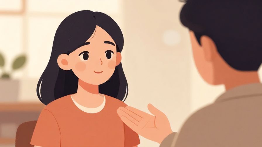 Illustration%20of%20a respectful person gently asking a question, soft lighting and warm tones