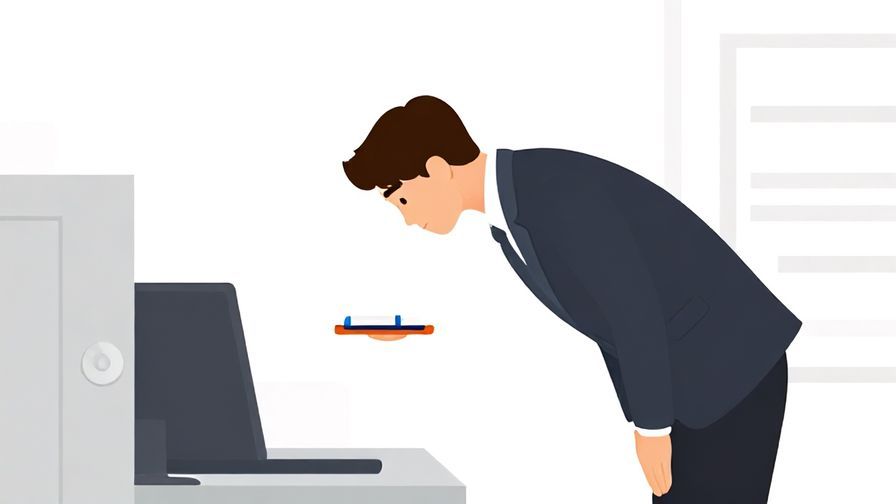 Illustration%20of%20a respectful person giving a slight bow in a business environment, formal and neat