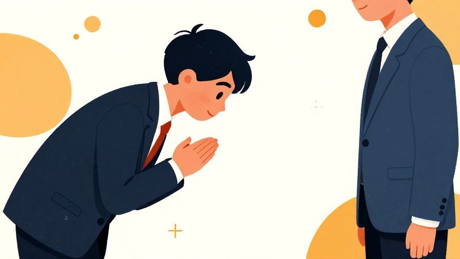 Illustration%20of%20a respectful person%20bowing%20slightly%20while%20politely%20asking%20a%20question%20to%20someone%20in%20formal%20attire%2C%20vibrant%20colors%2C%20illustrated%20style