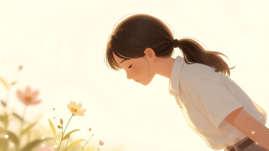 Illustration%20of%20a respectful%20person%20bowing%20slightly%20with%20a%20soft%20glowing%20background%20and%20flowers%20symbolizing%20admiration.