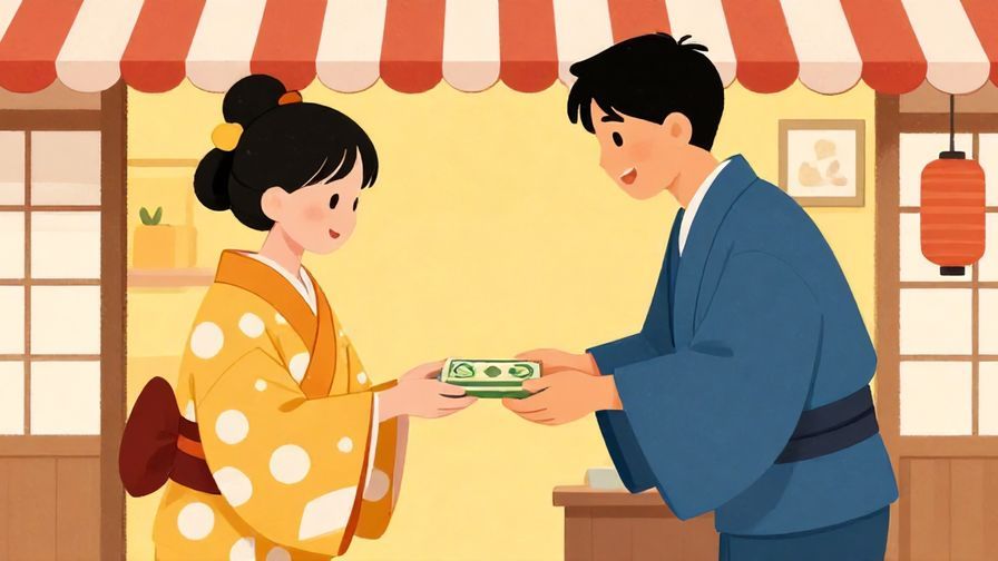 Illustration%20of%20a respectful%20person%20offering%20cash%20with%20a%20bow%20in%20a%20traditional%20Japanese%20store%2C%20vibrant%20colors%2C%20illustrated%20style