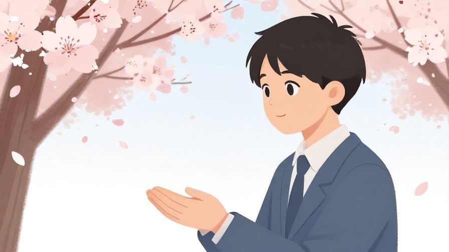 Illustration%20of%20a respectful%20person%20offering%20support%20with%20kind%20eyes%20and%20calm%20background%20of%20cherry%20blossoms%2C%20soft%20colors%2C%20illustrated%20style