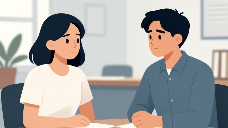 Illustration%20of%20a serious conversation between two characters discussing a decision%2C%20office%20or%20study%20room%20background%2C%20cool%20color%20palette%2C%20illustrated%20style