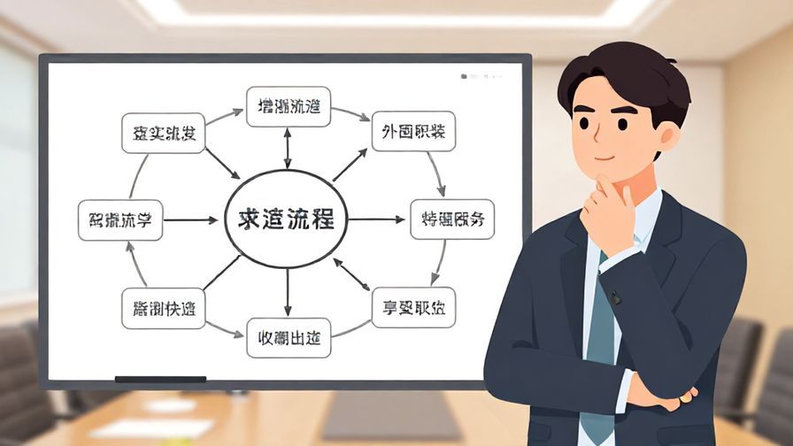Illustration%20of%20a serious person presenting a flowchart, with a thoughtful expression, conference room background
