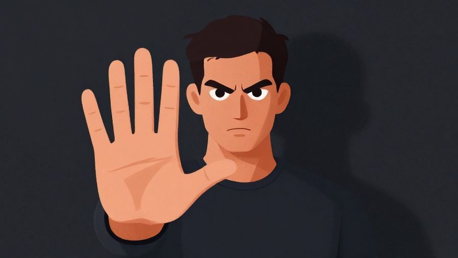 Illustration%20of%20a serious%20person%20gesturing%20stop%20with%20a%20stern%20face%2C%20dark%20background%20with%20subtle%20shadows%2C%20illustrated%20style