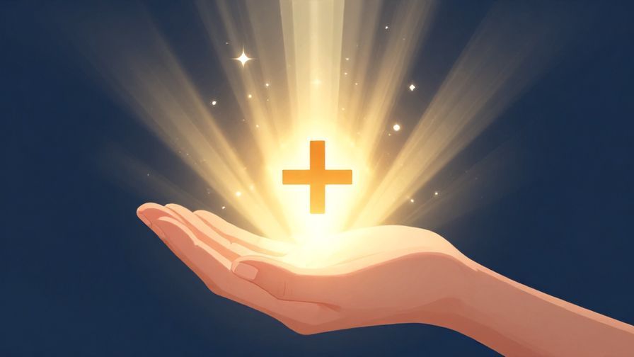 Illustration%20of%20a shining symbol or emblem floating above an open hand, with bright beams of light and a hopeful atmosphere