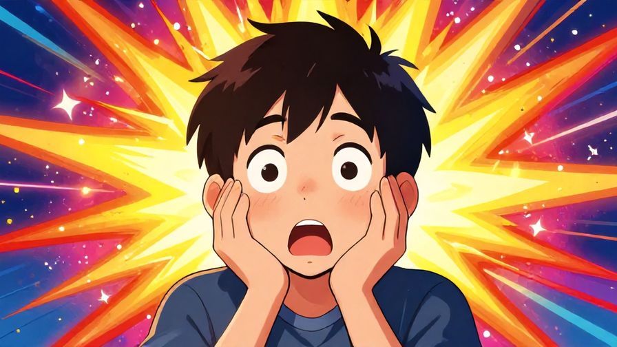 Illustration%20of%20a shocked character with hands on cheeks and wide eyes, colorful explosive background, vibrant colors, illustrated style