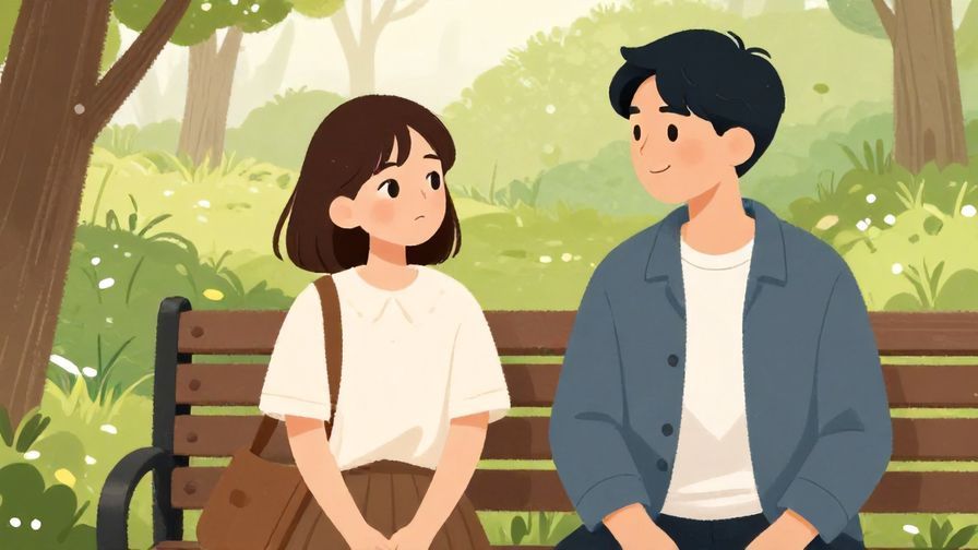 Illustration%20of%20a shy person looking hopeful%20while%20another%20smiles%20encouragingly%2C%20park%20bench%20scene%2C%20illustrated%20style