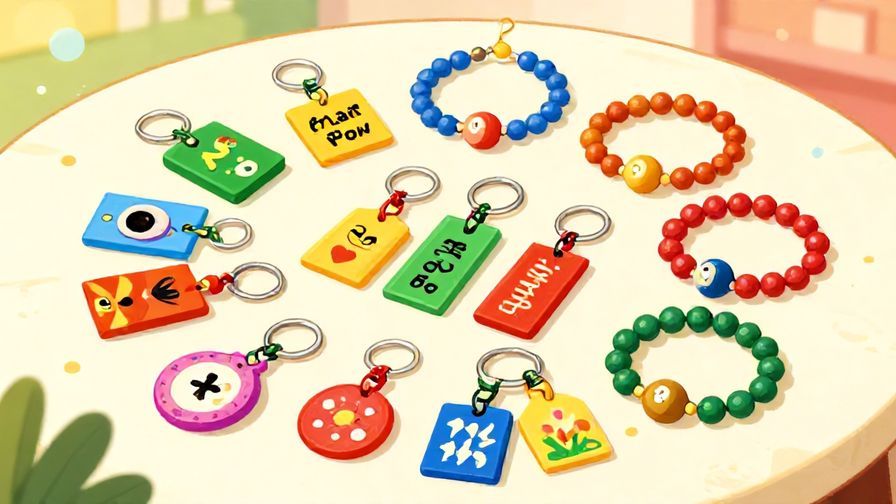 Illustration%20of%20a small collection of colorful lucky goods like keychains and bracelets on a table, surrounded by cheerful light
