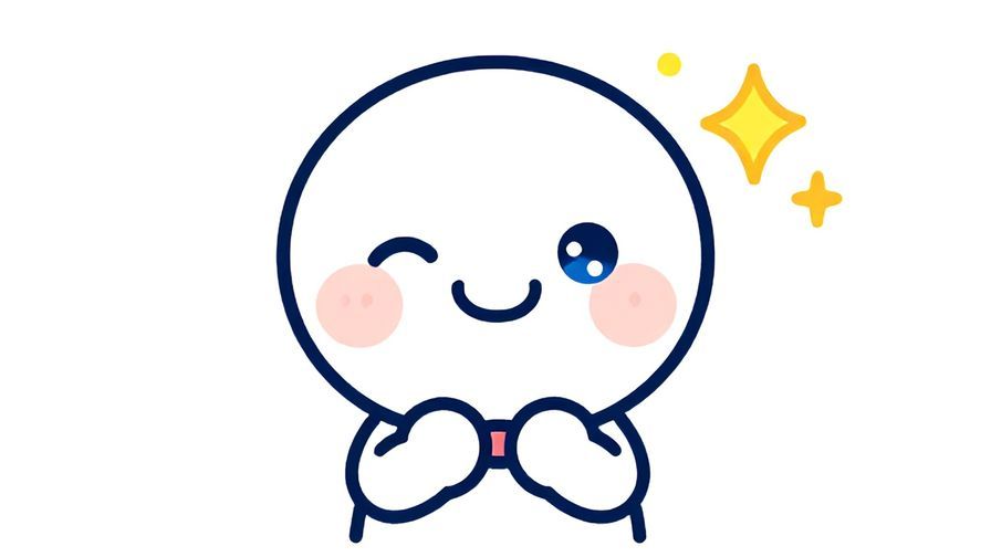 Illustration%20of%20a smiling character giving a small bow with sparkling eyes, colorful and cute style